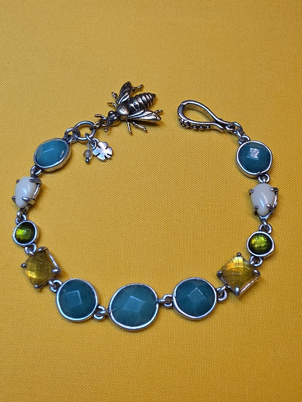 Vintage Lucky Brand Multi-Stone Bee Link Bracelet ▪︎ 7.5”▪︎ Very Good Condition!